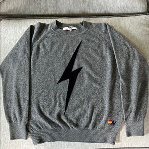 UNISEX BOLT CASHMERE LIGHT SWEATER - DEEP HEATHER // BLACK BOLT